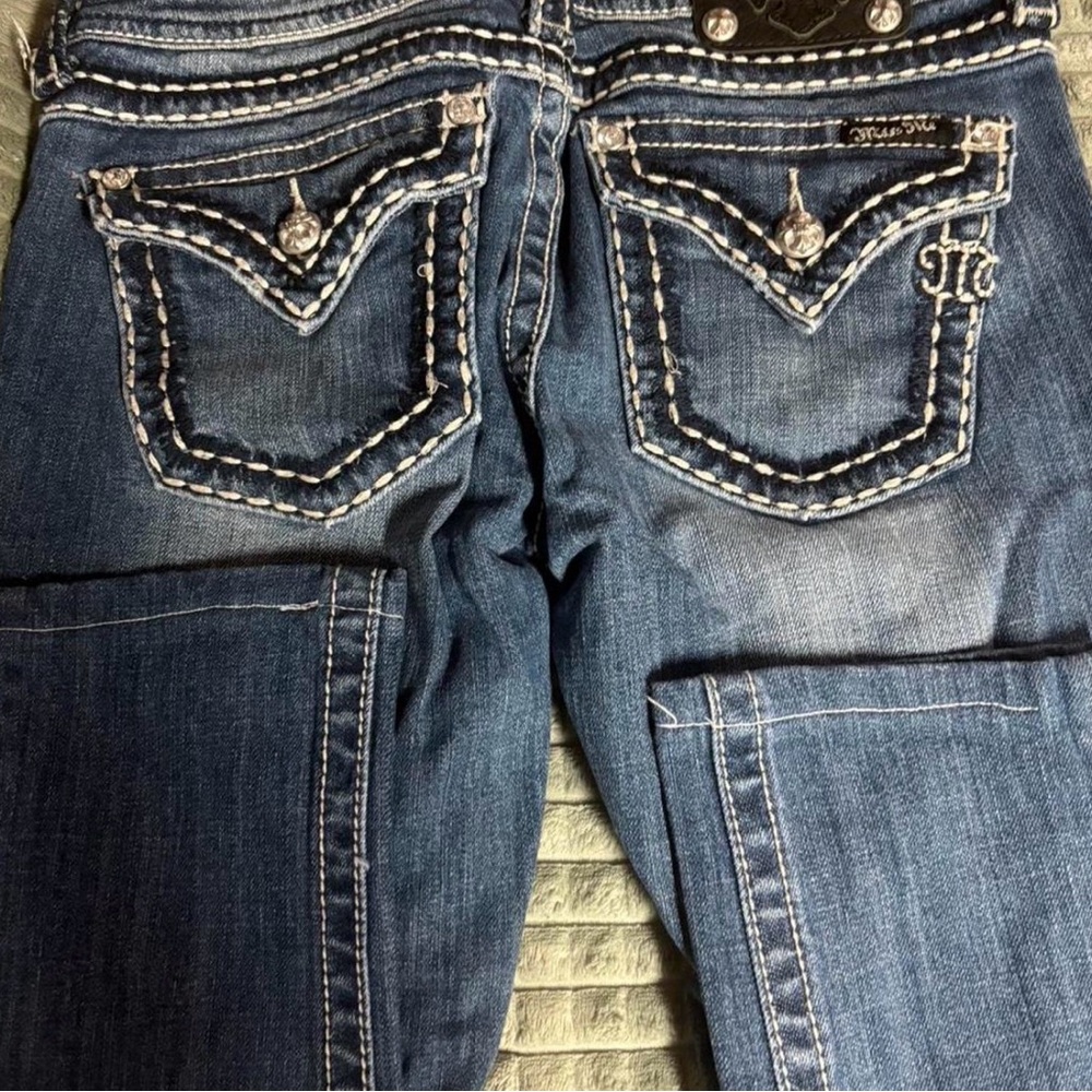 Miss Me Dark Blue Embroidered Pocket Skinny Jeans